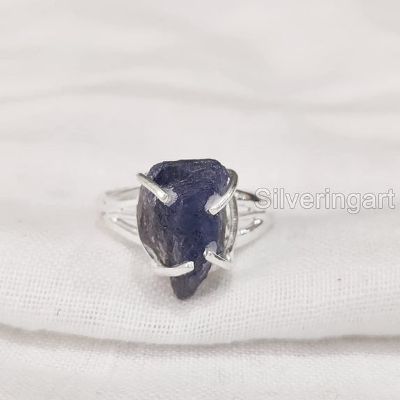 Natural Tanzanite Ring, Rough Tanzanite Gemstone Ring, December Birthstone, Boho Ring, 925 Sterling Silver, Womens Ring, Christmas, Thanksgiving, Handmade, Statement Jewelry, Rough Gemstone Jewelry