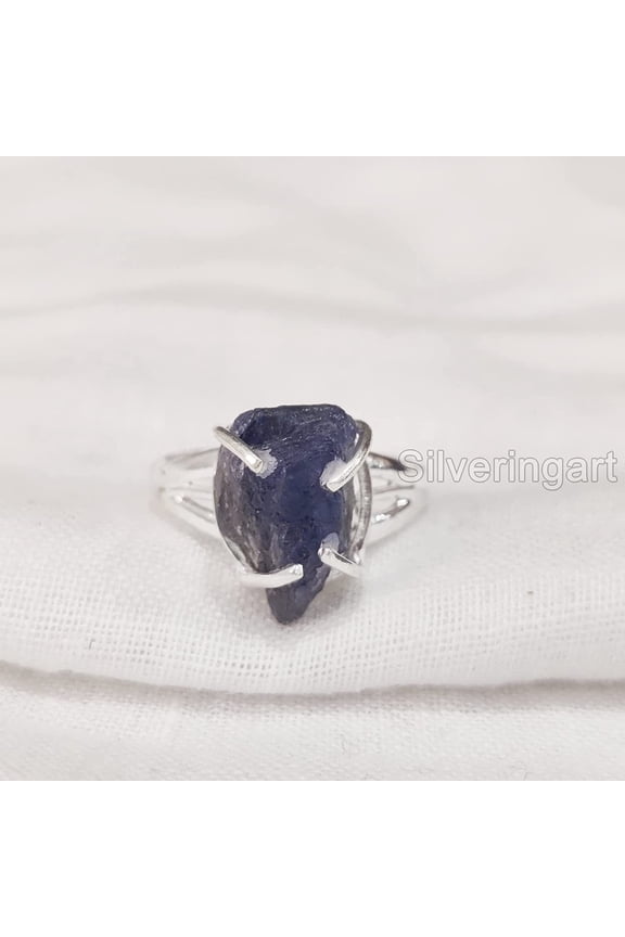 Natural Tanzanite Ring, Rough Tanzanite Gemstone Ring, December Birthstone, Boho Ring, 925 Sterling Silver, Womens Ring, Christmas, Thanksgiving, Handmade, Statement Jewelry, Rough Gemstone Jewelry