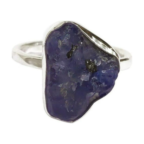 Natural Tanzanite Ring, Rough Tanzanite Gemstone Ring, December Birthstone, Hammered, 925 Sterling Silver, Womens Ring, Christmas, Thanksgiving, Handmade, Statement Jewelry, Rough Gemstone Jewelry