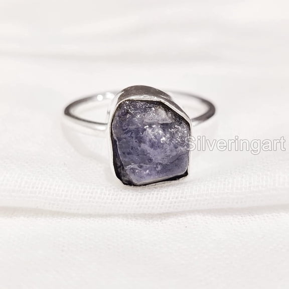 Natural Tanzanite Ring, Rough Tanzanite Gemstone Ring, December Birthstone, Plain Ring, 925 Sterling Silver, Womens Ring, Christmas, Thanksgiving, Handmade, Statement Jewelry, Rough Gemstone Jewelry