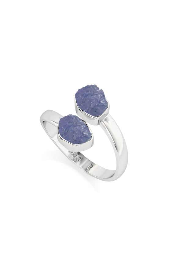 Natural Tanzanite Rough Shape Rings in Sterling Silver for Women, December Birthstone Jewelry for Her Birthday, Wedding Anniversary, Christmas, Mothers Day