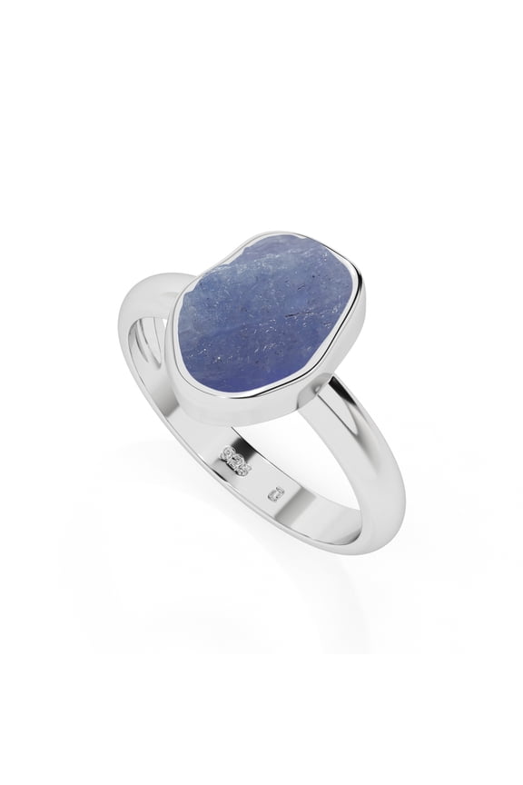 Natural Tanzanite Rough Shape Rings in Sterling Silver for Women, December Birthstone Jewelry for Her Birthday, Wedding Anniversary, Christmas, Mothers Day