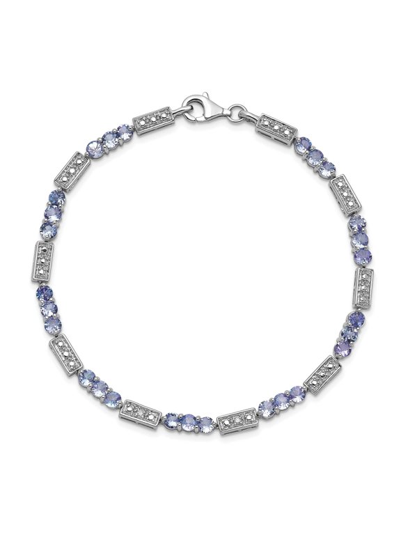 Natural Tanzanite and Diamond Bracelet Silver