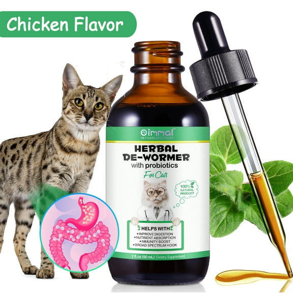 Natural Tapeworm Treatment for Cats - Natural Herbal Treatment for Whipworm, Roundworm, Hookworm, Tapeworm - Cat Supplements & Vitamins - Cat Vitamins - Cat Supplements