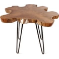 thumbnail image 1 of Natural Teak Live Edge Coffee Table 31.5" x 31.5" x 21" with Hairpin Legs Rustic Side Table for Living Room Bedroom Sturdy Real Wood End Table, Easy to Assemble, 1 of 9