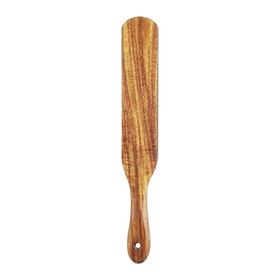 Natural Teak Wooden Cooking Spatula 10In Heat-Resistant Stir-Fry Tool for Skillets Baking Ergonomic Grip Handle & Easy Clean with Hanging Loop