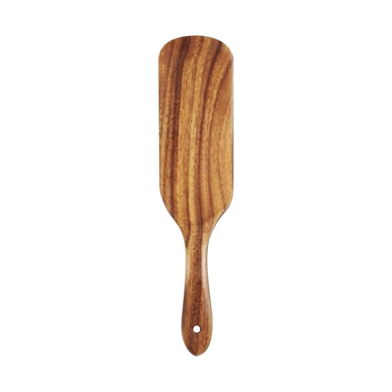 Natural Teak Wooden Cooking Spatula 10In Heat-Resistant Stir-Fry Tool for Skillets Baking Ergonomic Grip Handle & Easy Clean with Hanging Loop