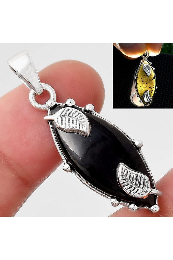 Natural Tektite Cab - Greek 925 Sterling Silver Pendant Jewelry P-1226 SDP155576