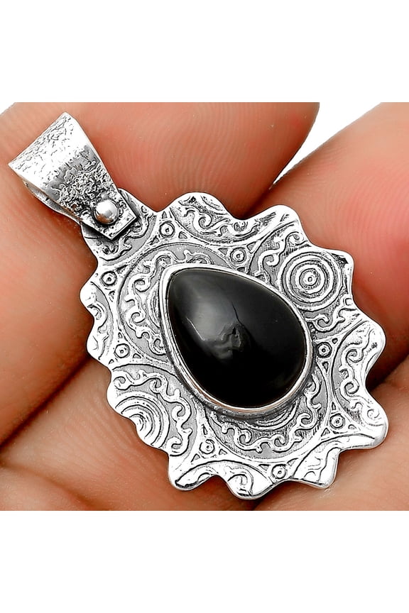 Natural Tektite Cab - Greek 925 Sterling Silver Pendant Jewelry P-1238 SDP134602