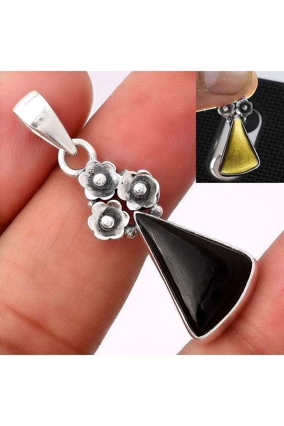 Natural Tektite Cab - Greek 925 Sterling Silver Pendant Jewelry P-1694 SDP154158