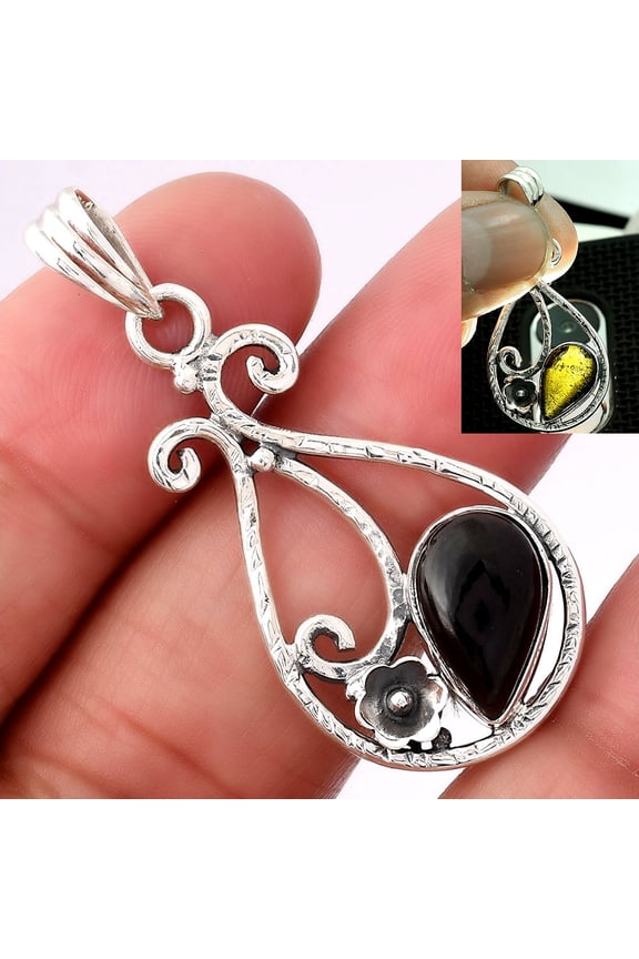 Natural Tektite Cab - Greek 925 Sterling Silver Pendant Jewelry P-1714 SDP154358