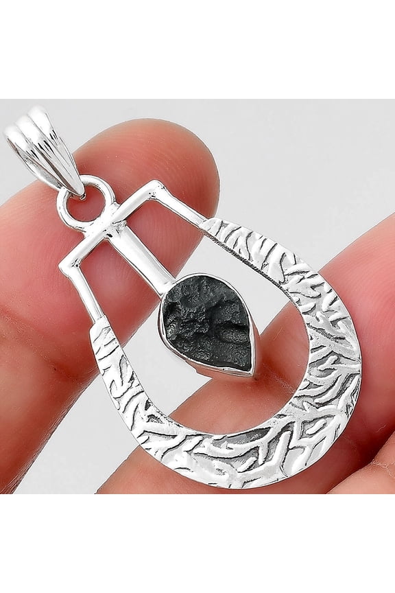 Natural Tektite Rough - Greek 925 Sterling Silver Pendant Jewelry P-1343 SDP155090