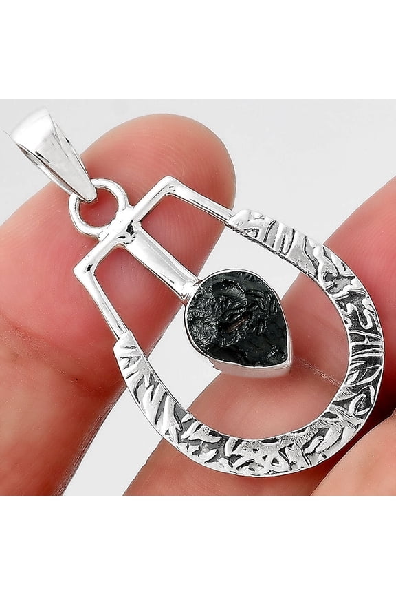 Natural Tektite Rough - Greek 925 Sterling Silver Pendant Jewelry P-1343 SDP155092