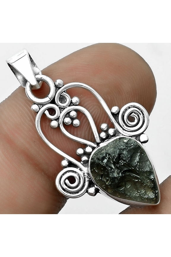 Natural Tektite Rough - Greek 925 Sterling Silver Pendant Jewelry P-1553 SDP121803