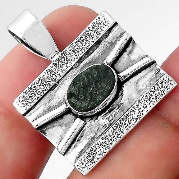 Natural Tektite Rough - Greek 925 Sterling Silver Pendant Jewelry P-1658 SDP156595