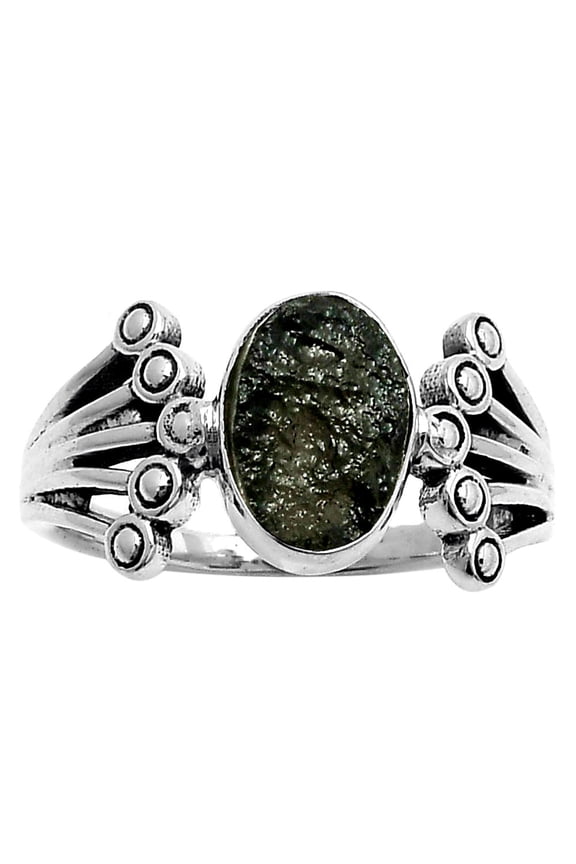 Natural Tektite Rough - Greek 925 Sterling Silver Ring s.7.5 Jewelry R-1249 SDR167708