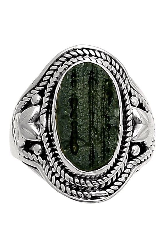 Natural Tektite Rough - Greek 925 Sterling Silver Ring s.7.5 Jewelry R-1312 SDR160726