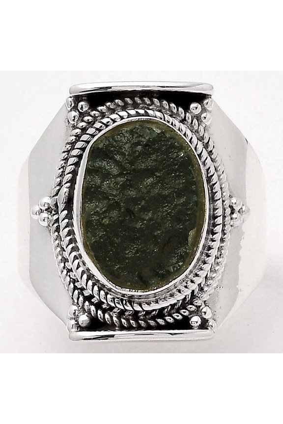 Natural Tektite Rough - Greek 925 Sterling Silver Ring s.7.5 Jewelry R-1397 SDR246094