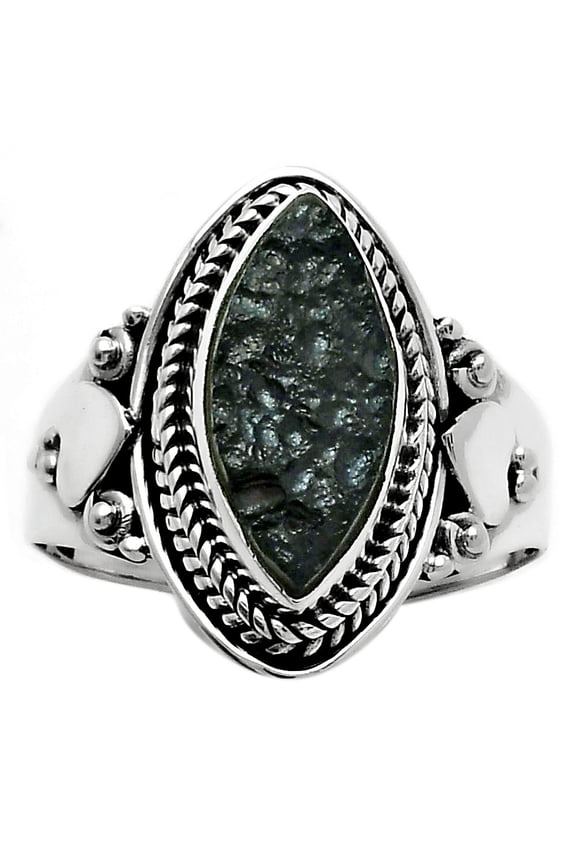 Natural Tektite Rough - Greek 925 Sterling Silver Ring s.8.5 Jewelry R-1291 SDR156160