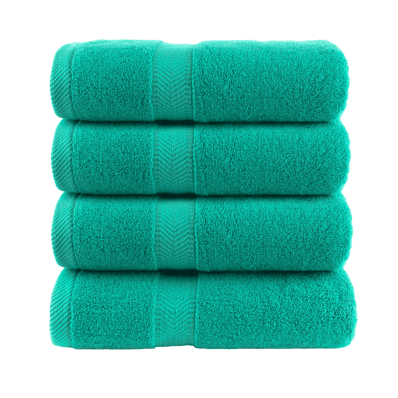 Natural Terry Cotton Bath, Shower Towel for Family, Set of 4, Turquoise