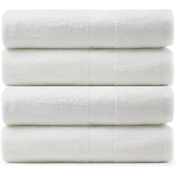 Natural Terry Cotton Bath, Shower Towel for Family, Set of 4, White