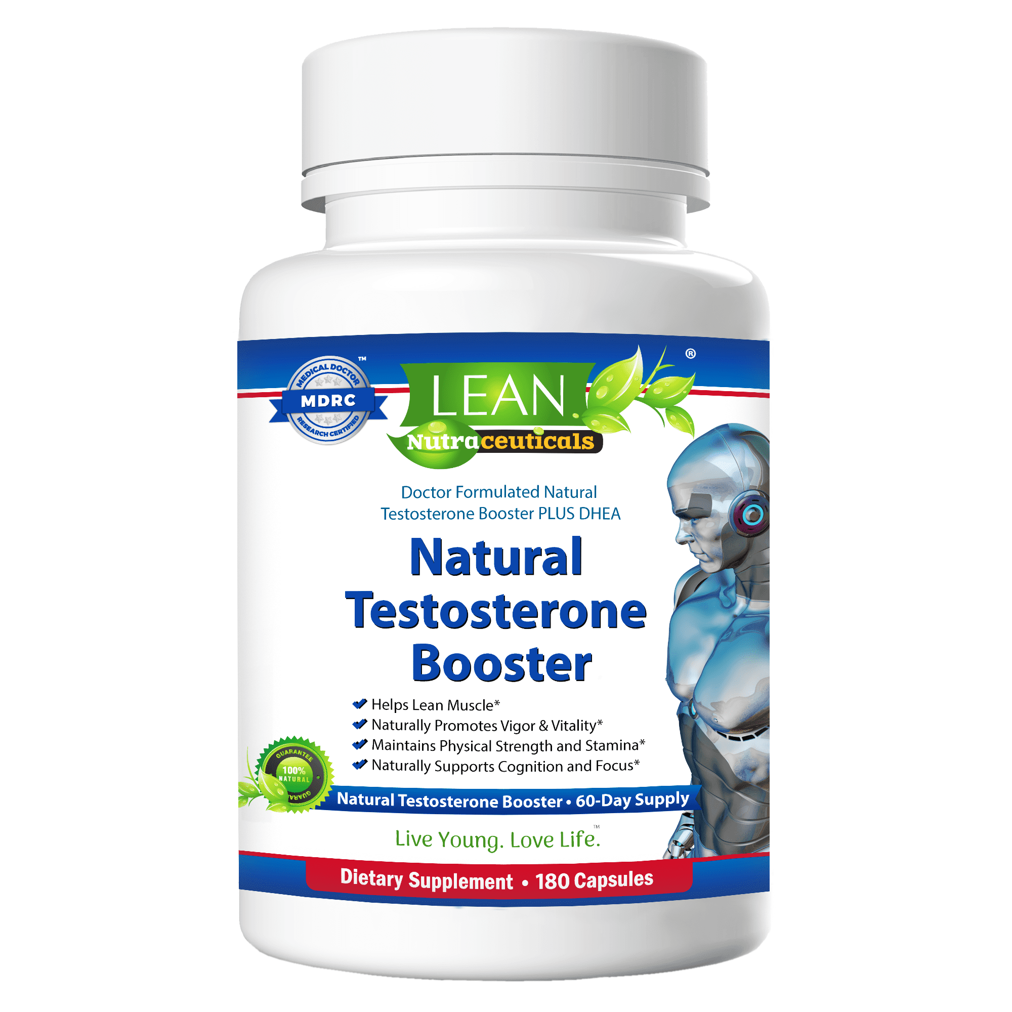 Natural Testosterone Booster for Men / Naturally Boost Stamina, Endurance and Strength (180 Caps) by Lean Nutraceuticals
