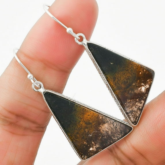 Natural Texas Moss Agate 925 Sterling Silver Earrings Jewelry E-1001 SDE63628