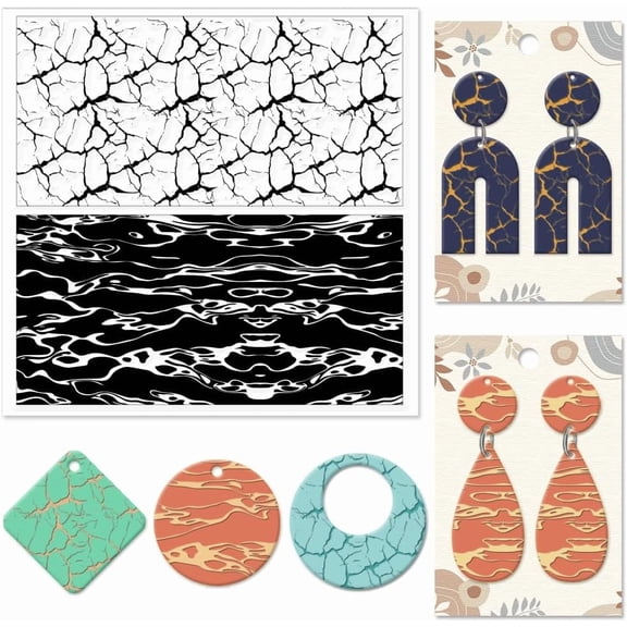 Natural Texture Polymer Clay Texture Sheets Cracks Water Pattern Silicone Texture Stamp Clay Modeling Pattern Pad Texture Sheets