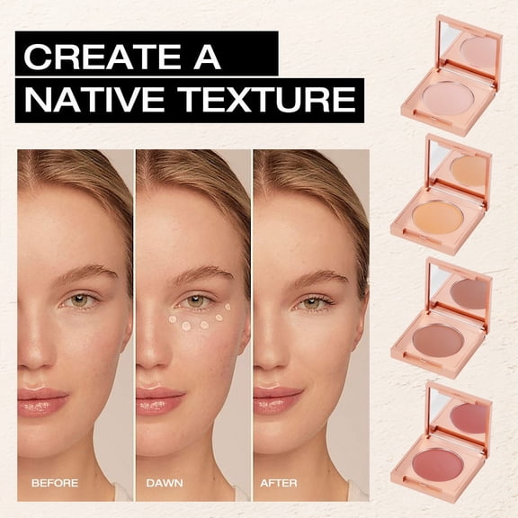 Natural Texture Single Blush & Bronzer Palette, 4 Shades Buildable Color, Long-Lasting Matte Finish, Compact with Mirror for On-the-Go Face Makeup, 1# Light Skin Tone
