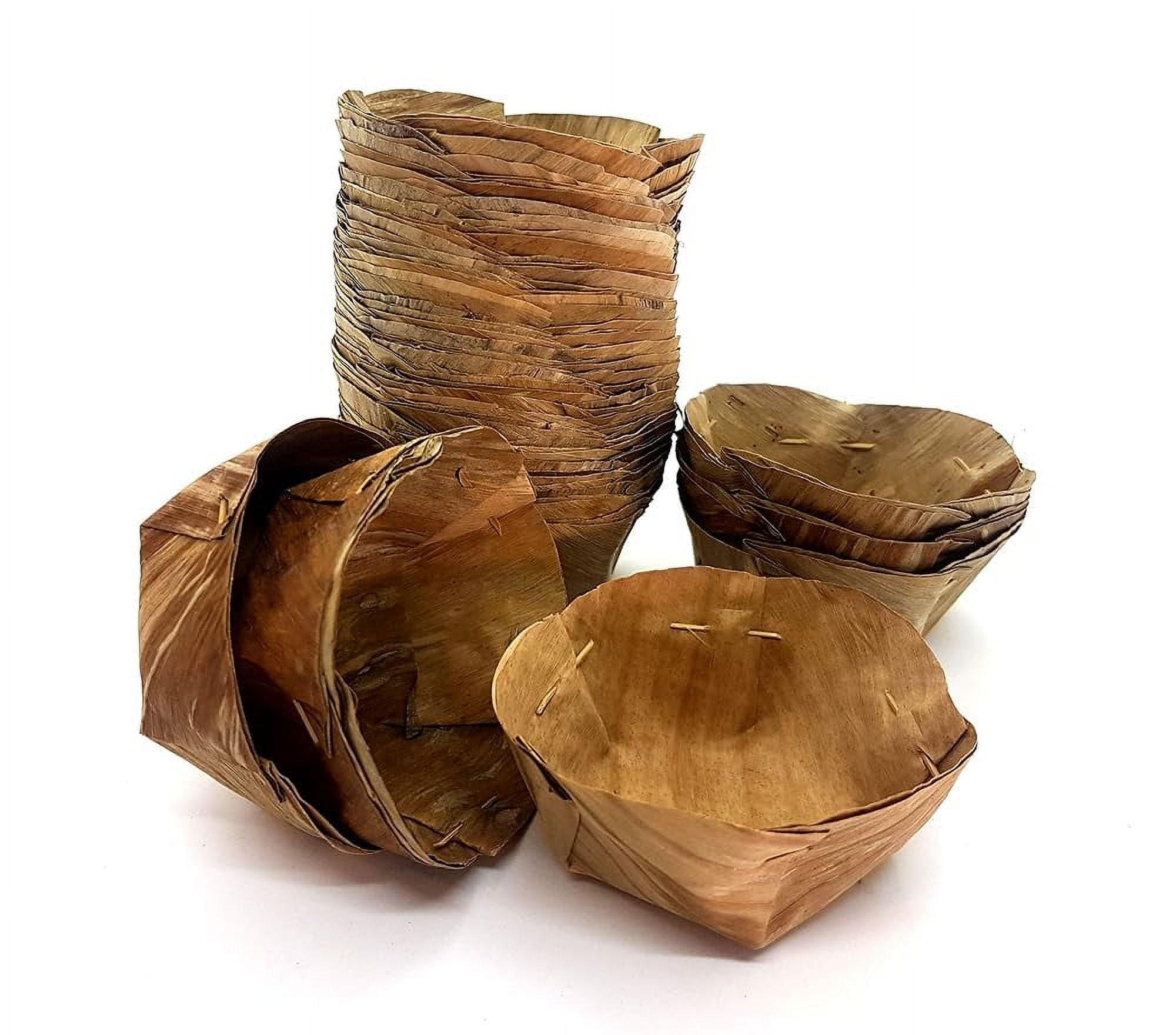 Natural Thai Dried Banana Leaf Cups (KRA Thong) For Serving Or Steaming