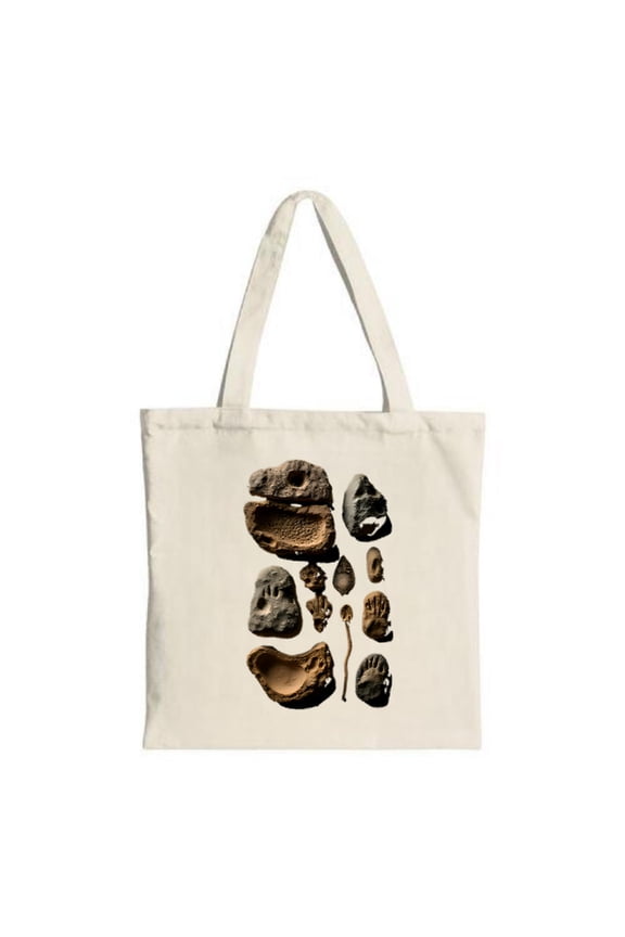 Natural-Themed Tote Bag: Unique canvas design with irregular impressions perfect for shopping travel and parties