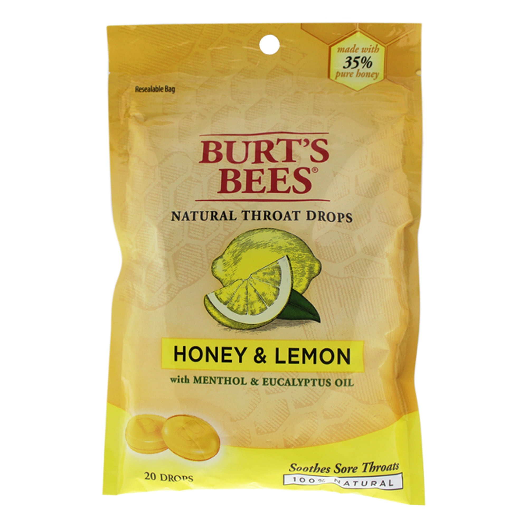 Natural Throat Drops Honey and Lemon by Burts Bees for Unisex 20