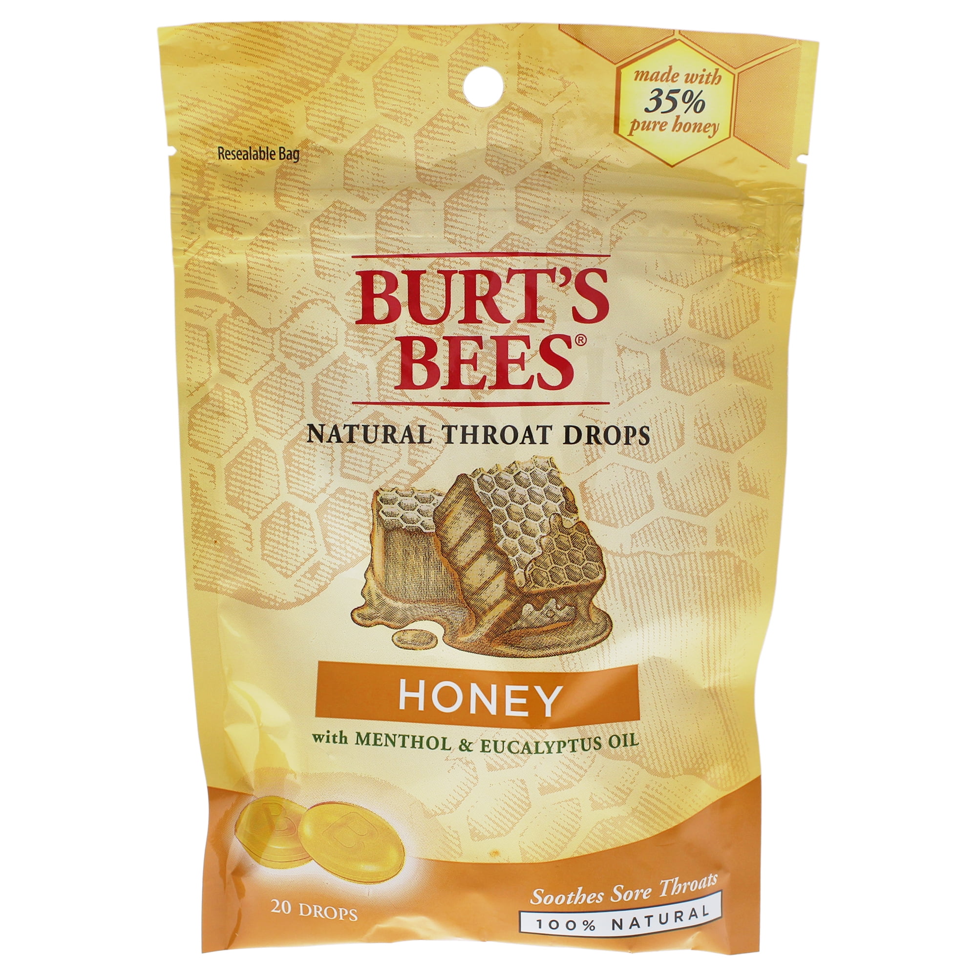 Natural Throat Drops Honey by Burts Bees for Unisex 20 Count Drops