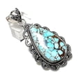 thumbnail image 1 of Natural Tibetan Turquoise Gemstone 925 Sterling Silver Gift Pendant 2.60", 1 of 2