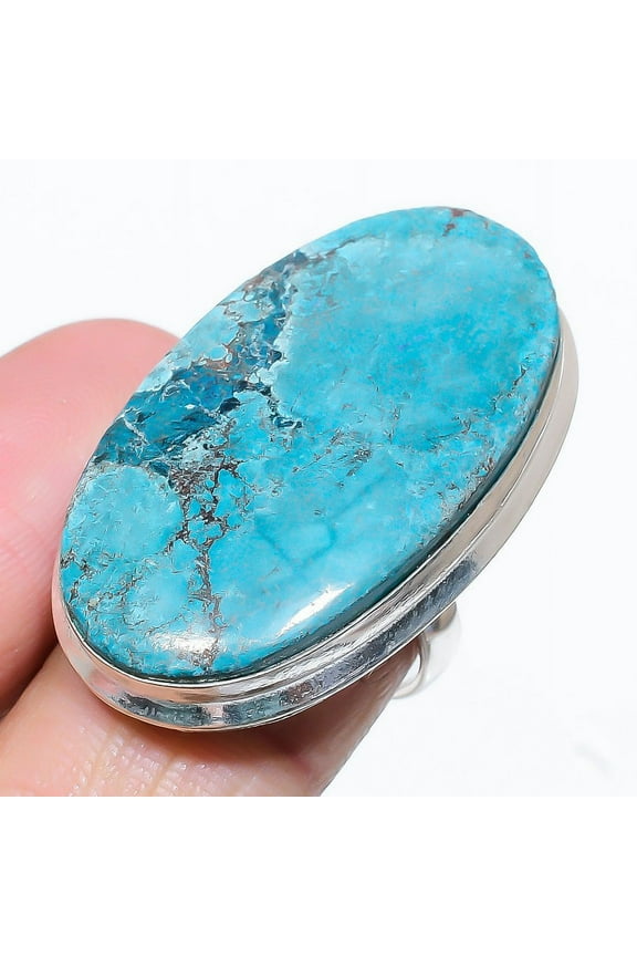 Natural Tibetan Turquoise Gemstone 925 Sterling Silver Gift Ring Size 10