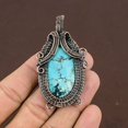 thumbnail image 1 of Natural Tibetan Turquoise Gemstone Copper Wire Wrap Gift Pendant 2.64", 1 of 6