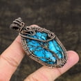 thumbnail image 1 of Natural Tibetan Turquoise Gemstone Copper Wire Wrap Gift Pendant 2.76", 1 of 5
