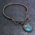 thumbnail image 1 of Natural Tibetan Turquoise Gemstone Copper Wire Wrap Jewelry Necklace 18", 1 of 4