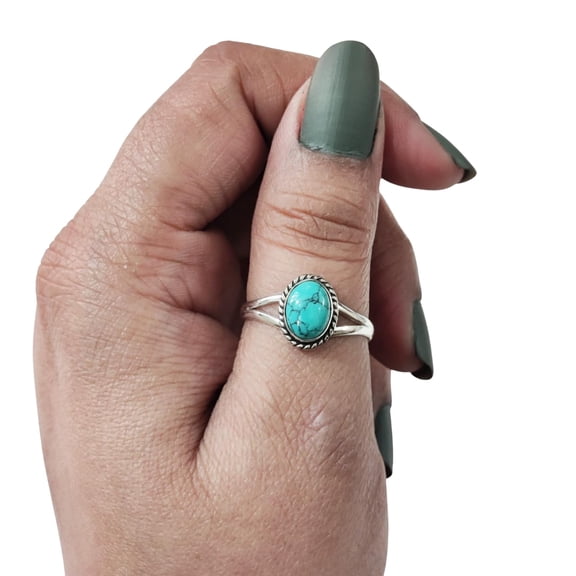 Natural Tibetan Turquoise Ring, Turquoise Gemstone Ring, December Birthstone, Adjustable Tiny Ring, Toe Ring, 925 Sterling Silver, Womens Ring, Christmas, Handmade Statement Jewelry, Boho Ring
