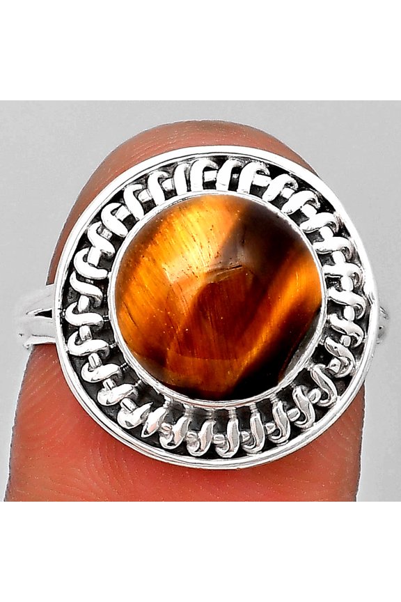 Natural Tiger Eye - Africa 925 Sterling Silver Ring s.8 Jewelry R-1279 SDR193967