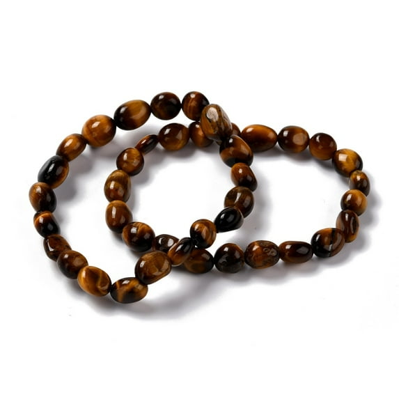 Natural Tiger Eye Beaded Stretch Bracelets Tumbled Stone Inner Diameter: 2 inch(5~5.2cm) DIY