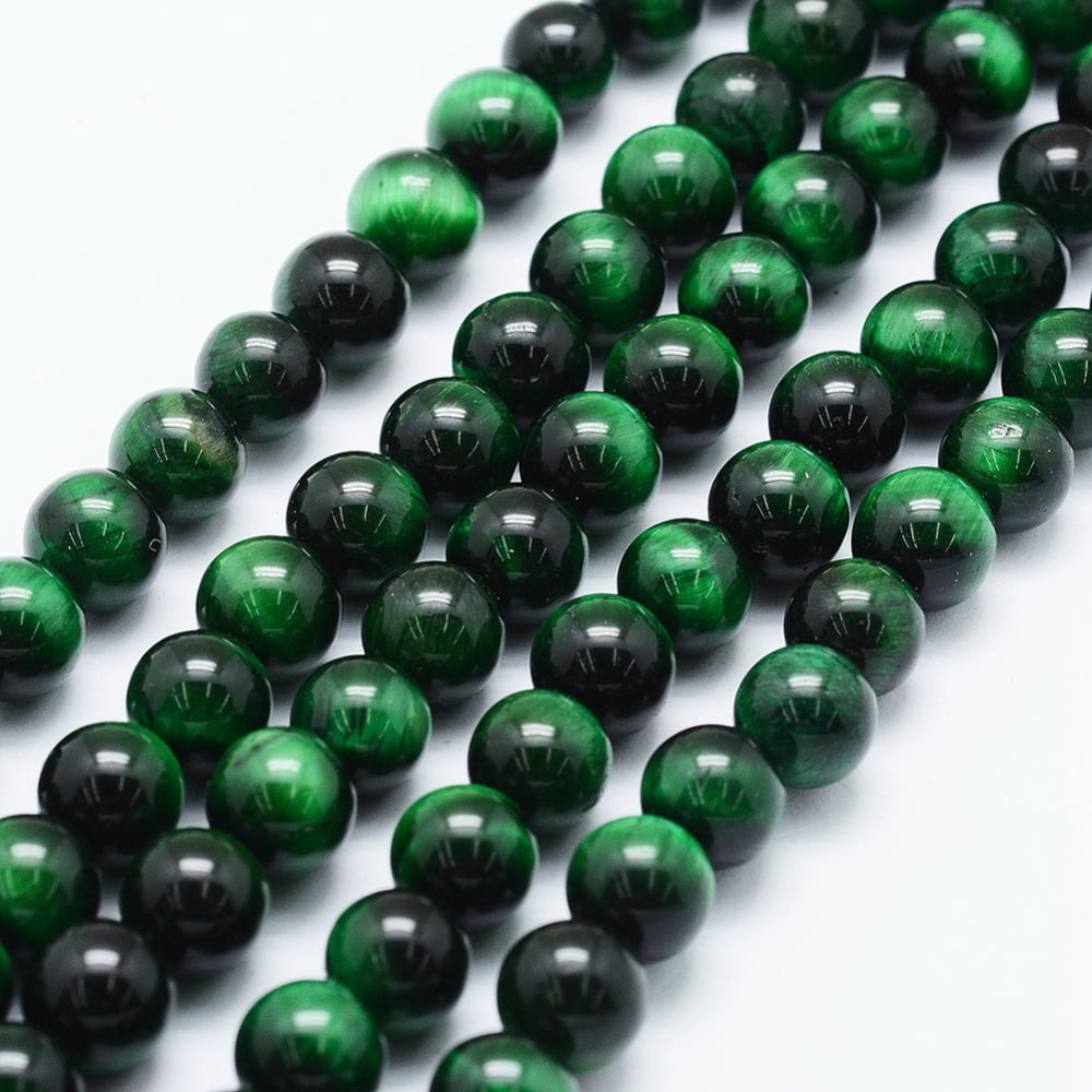 Natural Tiger Eye Beads Strands Dyed & Heated Round Green 8mm Hole: 1mm about 48pcs/strand 14.6 inch(37cm) DIY