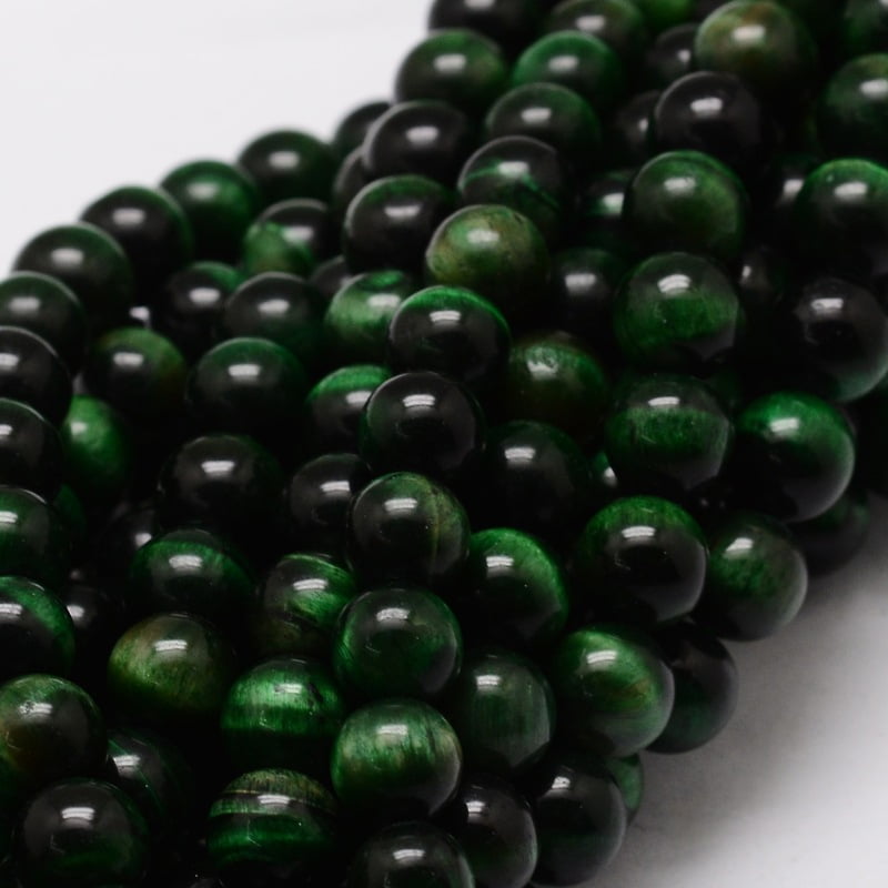 Natural Tiger Eye(Dyed & Heated) Round Beads Strands Green 10mm Hole: 1mm about 38pcs/strand 14.96 inch(38cm)