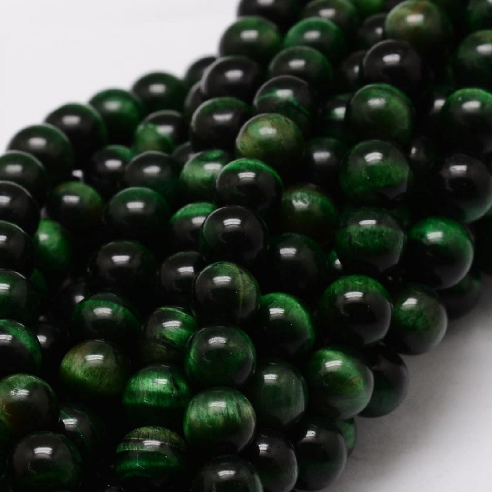 Natural Tiger Eye(Dyed Heated) Round Beads Strands Green 8mm Hole: 1mm 48pcs/strand 15 inch