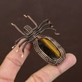 thumbnail image 1 of Natural Tiger Eye Gemstone Handmade Copper Wire Wrap Spider Pendant 2.56", 1 of 4