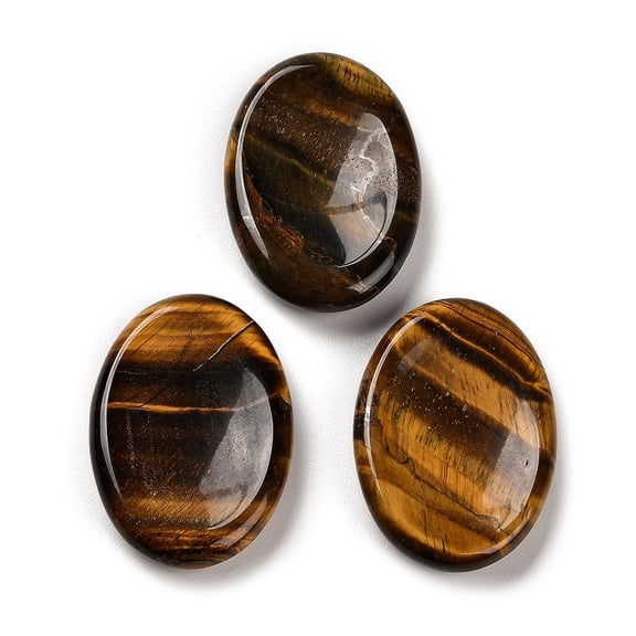 Natural Tiger Eye Oval Worry Stone Anxiety Healing Crystal Thumb Stone 34~35x24~25x6~7mm