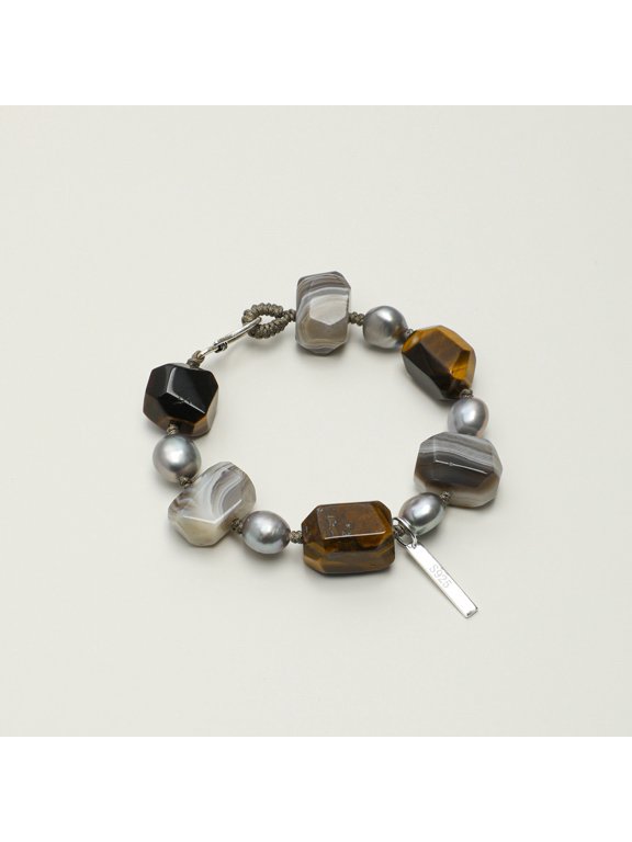Natural Tiger Eye Persian Agate Pearl Beaded Bracelet Crystal Jewelry