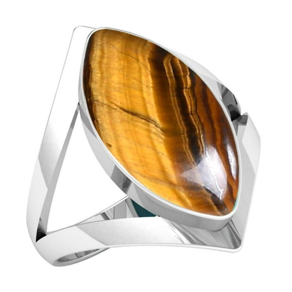 Natural Tiger Eye Ring 925 Sterling Silver Handmade Jewelry