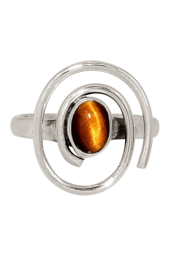 Natural Tiger Eye - South Africa 925 Sterling Silver Ring Jewelry s.8 ALLR-29730