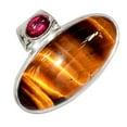 thumbnail image 1 of Natural Tiger Eye - South African & Garnet 925 Silver Pendant Jewelry ALLP-25841, 1 of 1